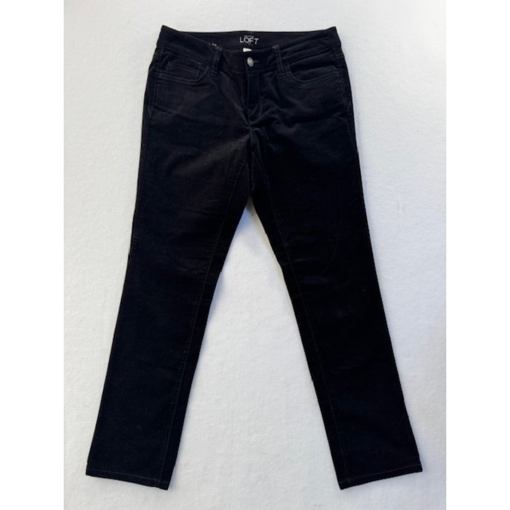 LOFT Black‎ Corduroy Modern Straight Pants Women's Size 6 Petite
